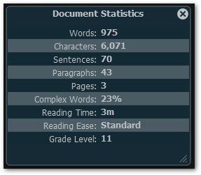 Ghostwriter's Document Statistics